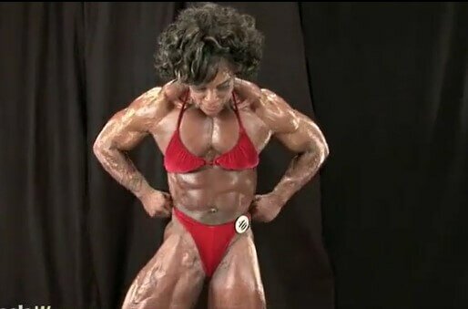 Nancy Lewis Shredded Beauty Beefing out in Red Bikini